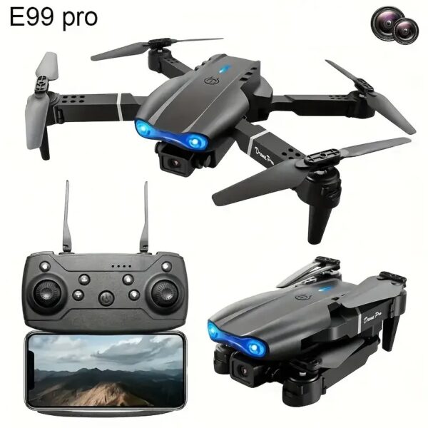 E99 Pro 4K Dual-Camera Drone, Foldable, Altitude Hold, Gesture Control, WiFi, Gravity Sensor, USB Charging, Storage Bag, Black