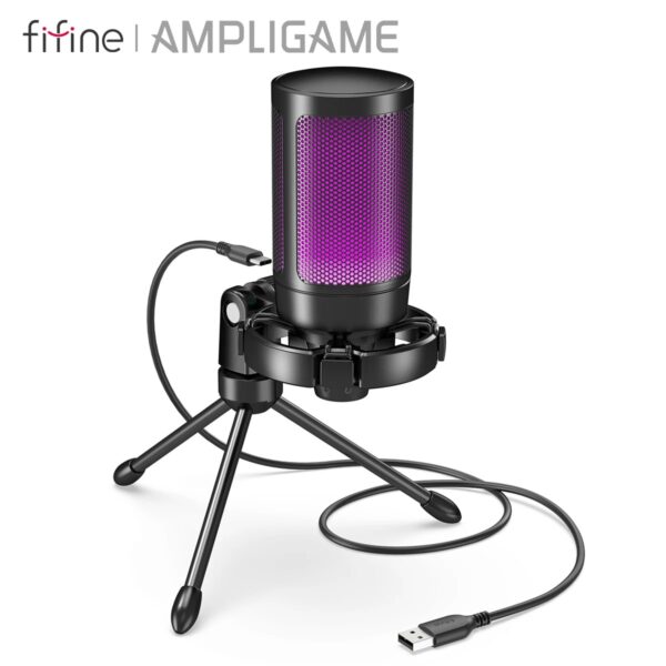 AmpliGame by FIFINE RGB USB Light-Up Gaming Microphone
