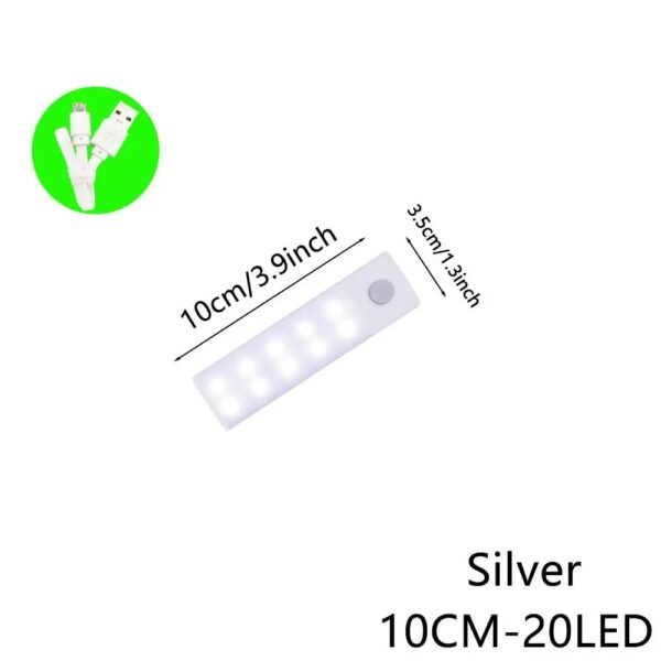 LED Motion Sensor Light Wireless LED Night Light Type C Rechargeable Light Cabinet Wardrobe Lamp Staircase Backlight For Kitchen