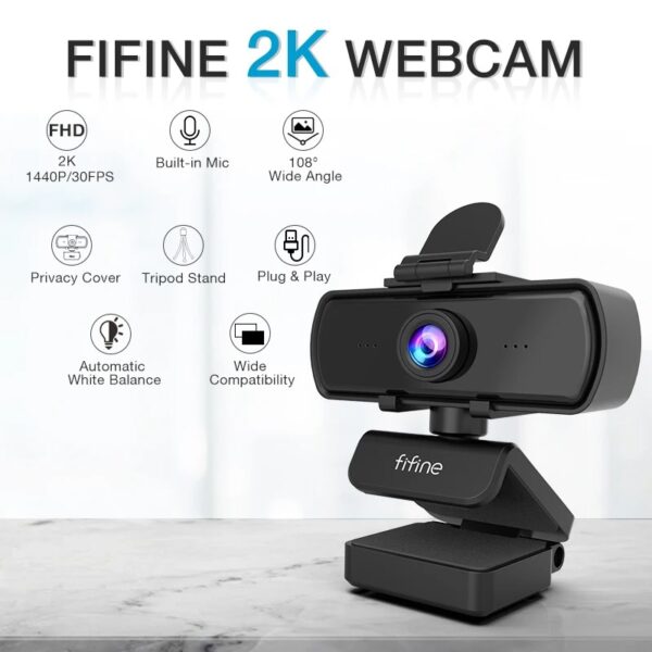 FIFINE K420 Webcam 2K Including Tripod Stand for PC/Laptop - كامره حاسوب