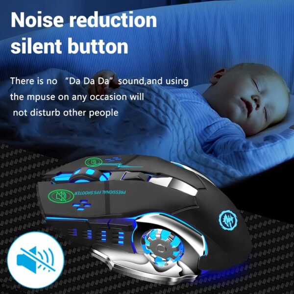 Rechargeable Wireless Mouse - Gaming Computer Silent Bluetooth USB Mechanical Backlight Mouse