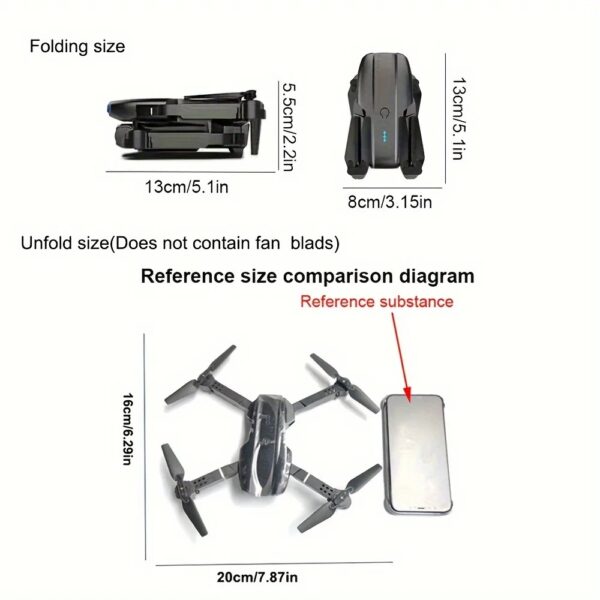 E99 Pro 4K Dual-Camera Drone, Foldable, Altitude Hold, Gesture Control, WiFi, Gravity Sensor, USB Charging, Storage Bag, Black