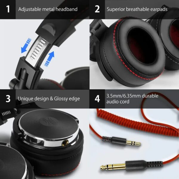 Pro50 Hi-Res over Ear Headphones Wired Closed-Back DJ Studio Headphones for Monitoring and Mixing, Soft Protein Leather Earcups, Noise Isolation, 90° Rotatable Housing, Portable