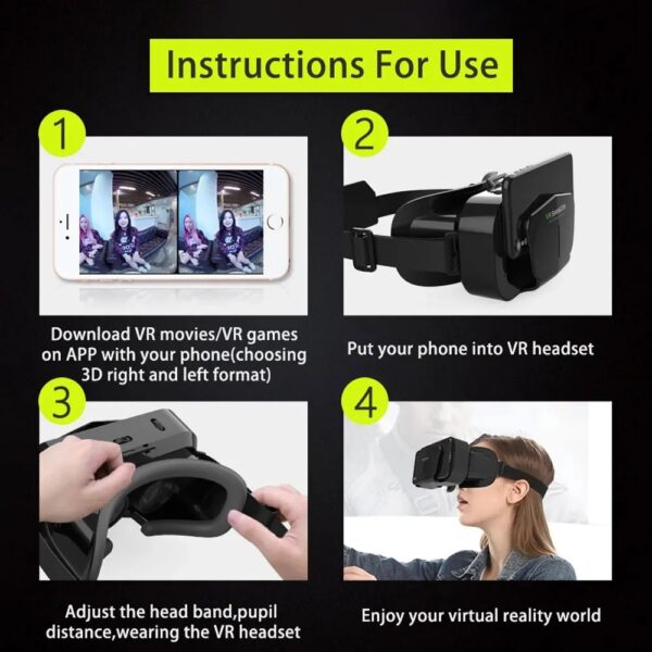G10 3D VR Smart Virtual Reality Gaming Glasses – Compatible with iPhone & Android.