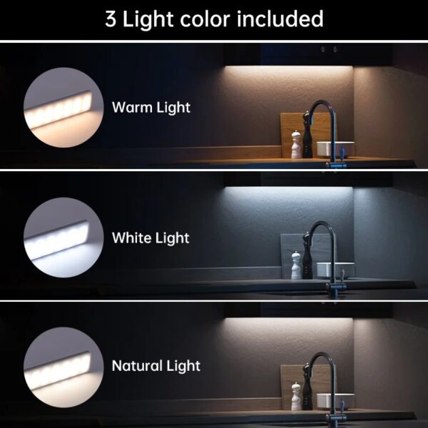 LED Motion Sensor Light Wireless LED Night Light Type C Rechargeable Light Cabinet Wardrobe Lamp Staircase Backlight For Kitchen