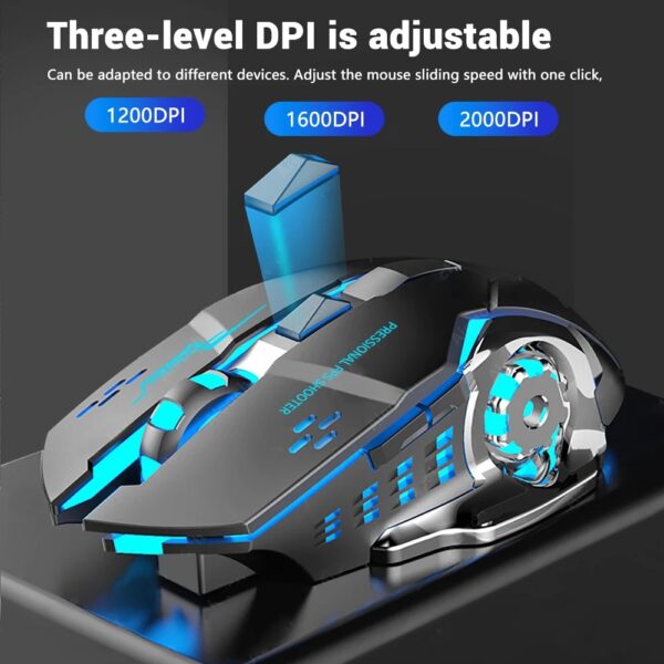 Rechargeable Wireless Mouse - Gaming Computer Silent Bluetooth USB Mechanical Backlight Mouse