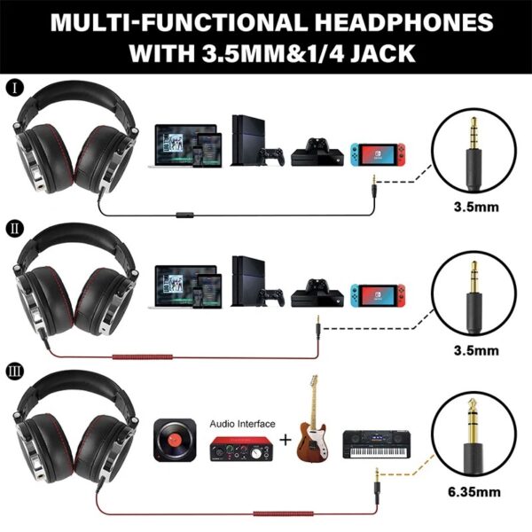 Pro50 Hi-Res over Ear Headphones Wired Closed-Back DJ Studio Headphones for Monitoring and Mixing, Soft Protein Leather Earcups, Noise Isolation, 90° Rotatable Housing, Portable