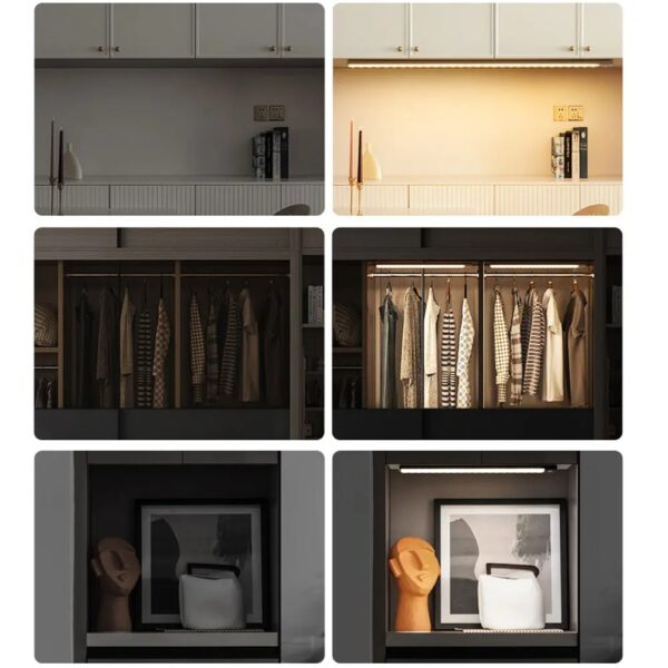 LED Motion Sensor Light Wireless LED Night Light Type C Rechargeable Light Cabinet Wardrobe Lamp Staircase Backlight For Kitchen