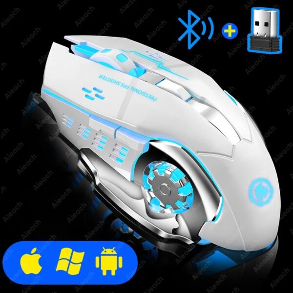 Rechargeable Wireless Mouse - Gaming Computer Silent Bluetooth USB Mechanical Backlight Mouse