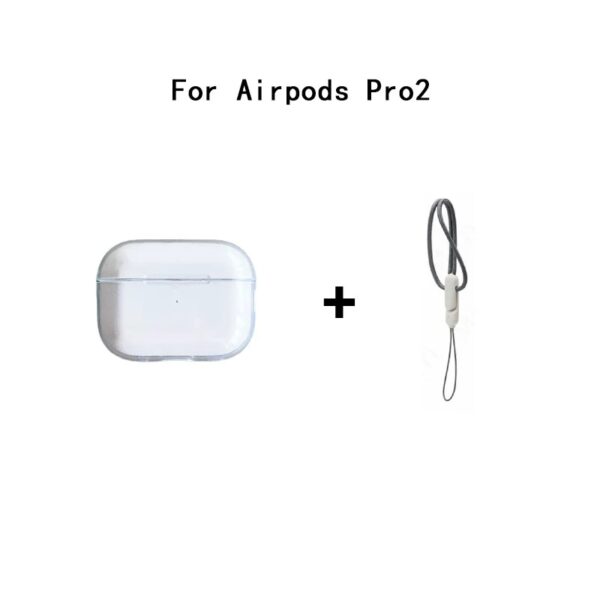 Clear Soft TPU Earphone Case for Airpods 4 3 2 1 Pro Pro2 Shockproof with Lanyard Strap for Airpods 4 Charging Case Cover